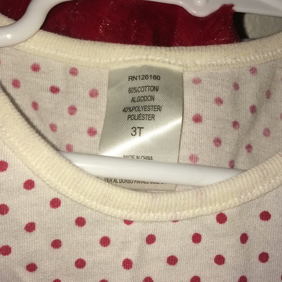 Girls 3pc set Red Faux Fur Jkt w LS Tee & Pants 3t - Picture 5 of 6